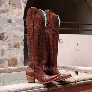 CORRAL Cognac Knee High Cowgirl Boots